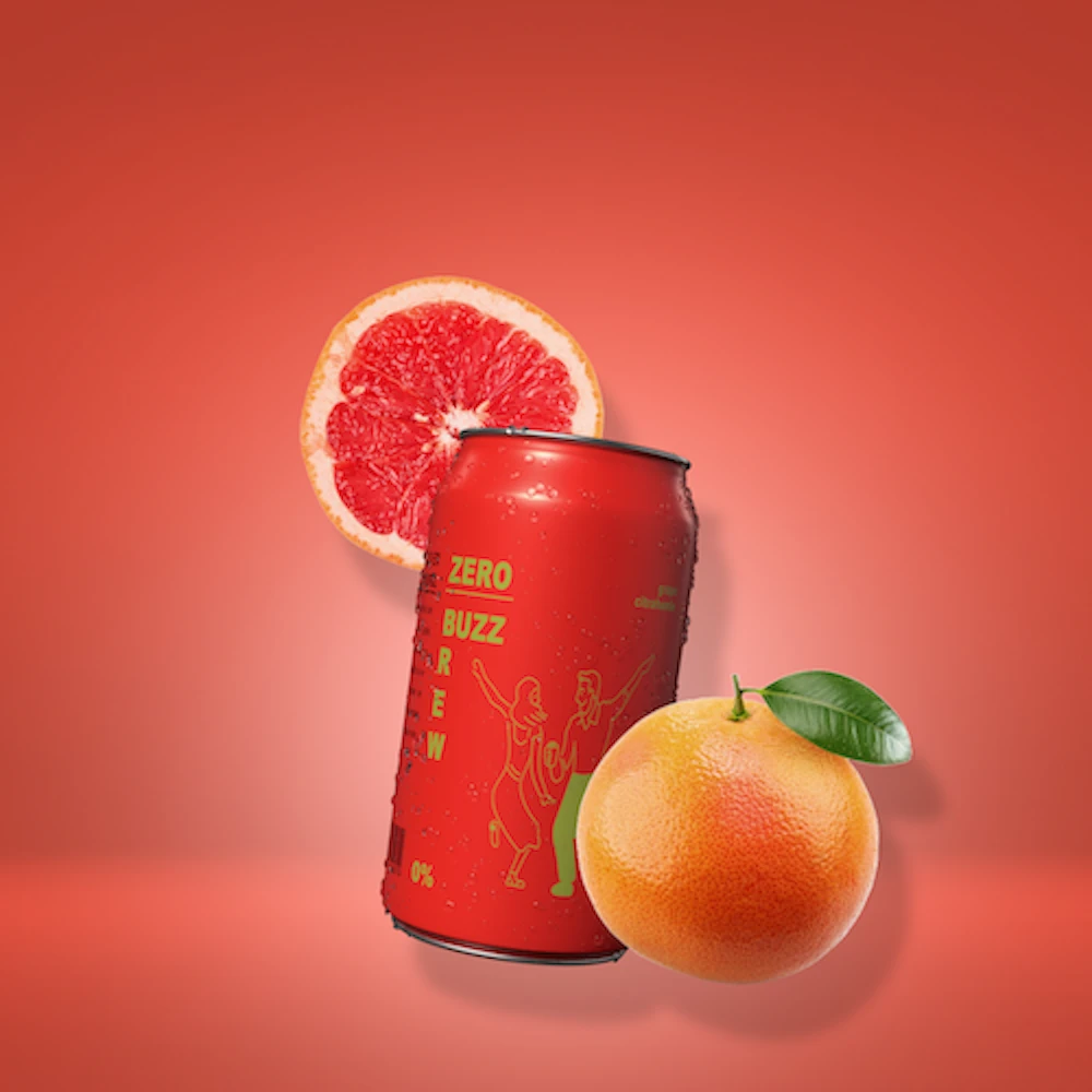 Billede af vores alkoholfri øl med smagen af grapfrugt og citrahumle